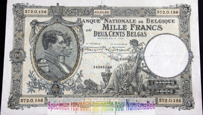 1000 Francs belgique 1935